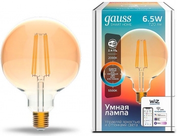    Gauss Smart Home DIM+CCT E27 G95 Golden 6,5  2000-5500  1/40