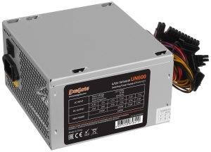   600W Exegate UN600, ATX, 12cm fan, 24+4pin, 6pin PCI-E, 3*SATA, 1*FDD, 2*IDE