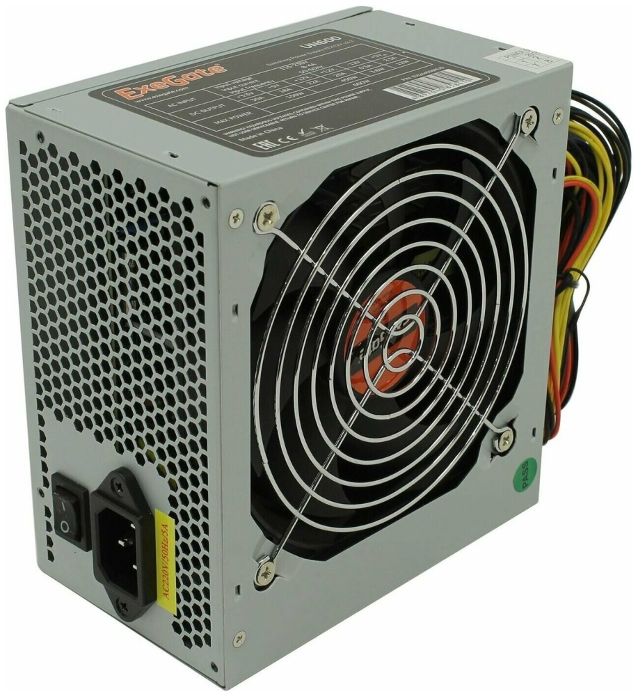   600W Exegate UN600, ATX, 12cm fan, 24+4pin, 6pin PCI-E, 3*SATA, 1*FDD, 2*IDE