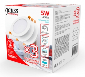  Gauss Elementary Downlight 5 4000K   (9100420205T)