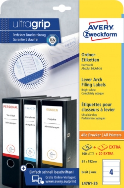  Avery Zweckform L4761-25 A4 61x192 4  /80/2/25./ . 