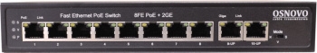  PoE OSNOVO SW-20820(120W), 8 x FE   PoE (IEEE 802.3af/at), 2 x GE,  30W  