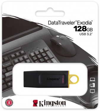   KINGSTON 128GB USB3.2 Gen1 DataTraveler Exodia (Black + Yellow)