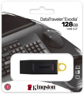   KINGSTON 128GB USB3.2 Gen1 DataTraveler Exodia (Black + Yellow)