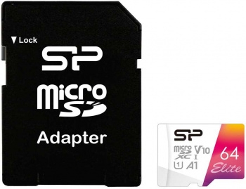   microSD 64GB Silicon Power Elite A1 microSDXC Class 10 UHS-I U3 100 Mb/s (SD )