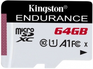   microSD 64GB Kingston microSDC Class 10 A1 UHS-I Endurance 95R/30W  Card Only
