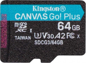    Kingston 64GB microSDXC Canvas Go Plus 170R A2 U3 V30 Single Pack w/o ADP EAN: 740617301