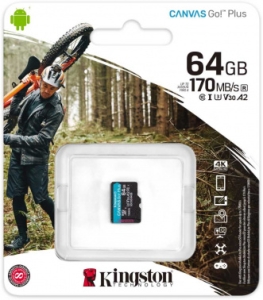    Kingston 64GB microSDXC Canvas Go Plus 170R A2 U3 V30 Single Pack w/o ADP EAN: 740617301