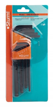 Ключи шестигранные набор Sturm! 1045-04-10Bx10 10шт, 1.5-10мм с ШАРОВИДНЫМ НАКОНЕЧНИКОМ