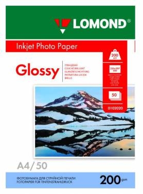 Фотобумага LOMOND Одностороняя Глянцевая, 200г/м2, A4 (21X29,7)/50л. для струйной печати