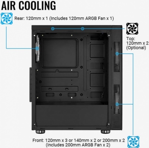  Aerocool Python (3xUSB, 2xAudio, 0.5 ,2x200  FAN,  - , AT