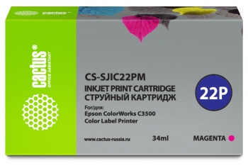 Картридж струйный Cactus CS-SJIC22PM пурпурный (34мл) для Epson ColorWorks C3500