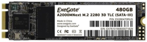 SSD  ExeGate EX280470RUS A2000MNext 480 Gb M.2 2280  3D TLC (SATA-III)