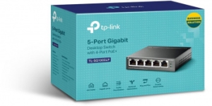  TP-Link 5-Port Gigabit Unmanaged Switch with 4-Port PoE+, metal case, desktop mount, PoE 
