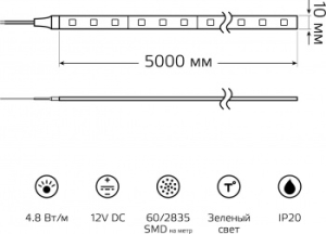  LED Elementary 2835 -SMD 4.8W 12V DC  IP20 (ZIP Bag 5)