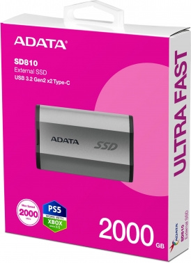   SSD ADATA 2Tb SD810 USB Type-C (2000/2000 Mb/s) metal case grey (SD810-2000G-CSG)