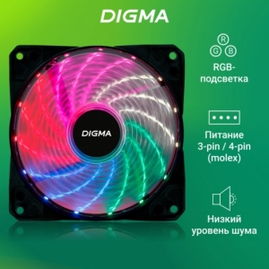  Digma DFAN-FRGB2 120x120x25mm 3-pin 4-pin (Molex)23dB 115gr LED Ret