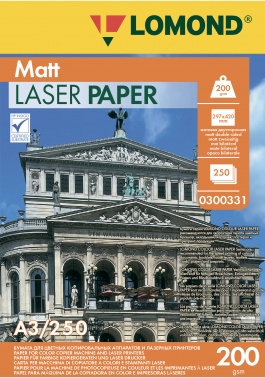Фотобумага LOMOND Двухсторонняя Матовая, для лазерной печати, 200 г/м2, A3/250л.