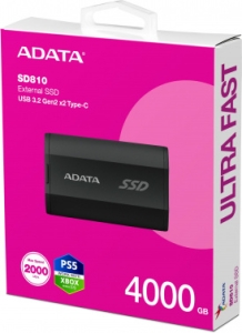   SSD ADATA 4Tb SD810 USB Type-C (2000/2000 Mb/s) metal case black (SD810-4000G-CBK