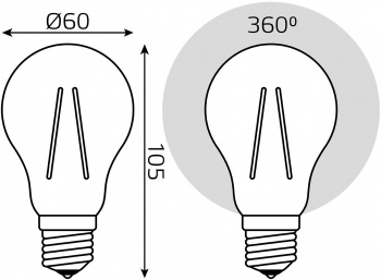   GAUSS 102802206  LED Filament 60 27 6 4100 1/10/40