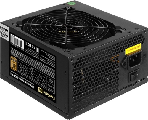   400W ExeGate 80 PLUS Bronze 400PPH (ATX, APFC, SC,  88% (80 PLUS Bronze), 12cm fan,