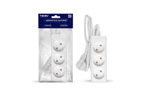Удлинитель 3х5м без заземл. 10А 2х0.75 TOKOV ELECTRIC TKE-C01-BU3-5-075