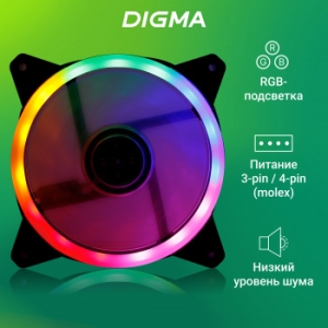  Digma DFAN-FRGB3 120x120x25mm 3-pin 4-pin (Molex)23dB 135gr LED Ret