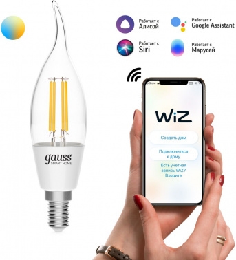   Gauss Smart Home DIM+CCT E14 CF35 4,5  2000-6500  1/10/40