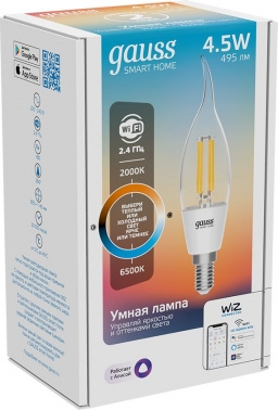    Gauss Smart Home DIM+CCT E14 CF35 4,5  2000-6500  1/10/40
