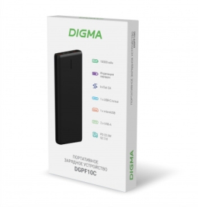   Digma DGPF10C 10000mAh QC3.0/PD3.0 22.5W 3A 2xUSB-A/USB-C  (DGPF10C22PBK