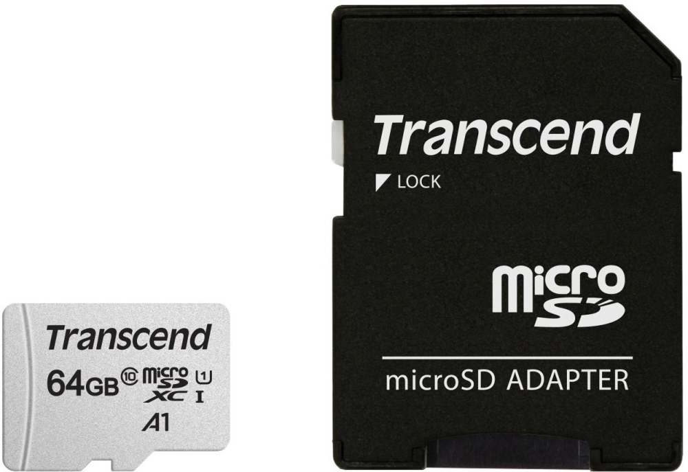   Micro SecureDigital 64Gb Transcend Class 10 TS64GUSD300S-A  {MicroSDXC Class 10 UHS-I, SD