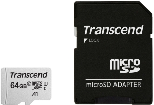   Micro SecureDigital 64Gb Transcend Class 10 TS64GUSD300S-A  {MicroSDXC Class 10 UHS-I, SD