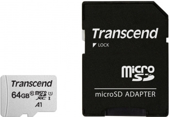   Micro SecureDigital 64Gb Transcend Class 10 TS64GUSD300S-A  {MicroSDXC Class 10 UHS-I, SD