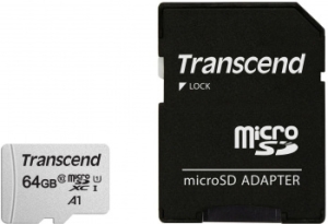   Micro SecureDigital 64Gb Transcend Class 10 TS64GUSD300S-A  {MicroSDXC Class 10 UHS-I, SD