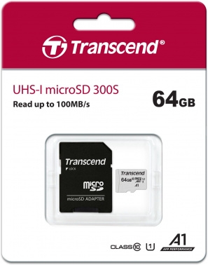   Micro SecureDigital 64Gb Transcend Class 10 TS64GUSD300S-A  {MicroSDXC Class 10 UHS-I, SD