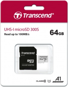   Micro SecureDigital 64Gb Transcend Class 10 TS64GUSD300S-A  {MicroSDXC Class 10 UHS-I, SD