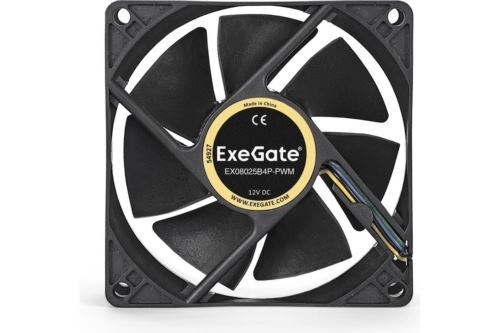  EX283378RUS  ExeGate E08025B4P-PWM, 80x80x25 ,  , 4pin, PWM, 22dB