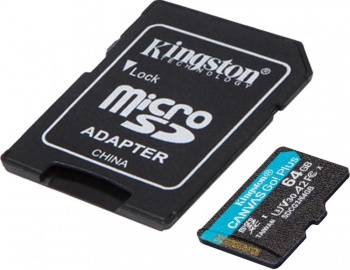   Kingston 64GB microSDXC Canvas Go Plus 170R A2 U3 V30 Card + ADP EAN: 740617301045