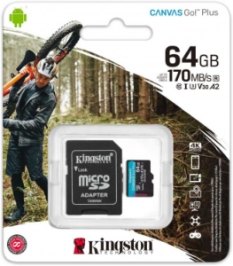   Kingston 64GB microSDXC Canvas Go Plus 170R A2 U3 V30 Card + ADP EAN: 740617301045
