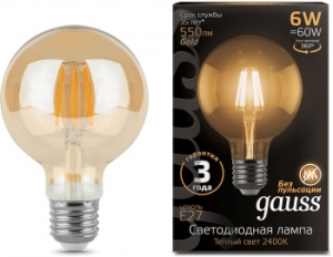   Filament G95 6W 550lm 2400 27 golden LED