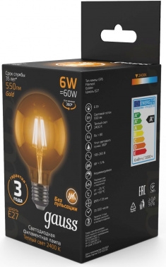   Filament G95 6W 550lm 2400 27 golden LED