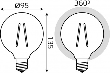   Filament G95 6W 550lm 2400 27 golden LED