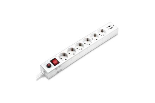 Удлинитель с сетевым фильтром 6х5м с заземл. 10А IP20 BU-SP5_USB_2A-W CCA бел. BURO 992316