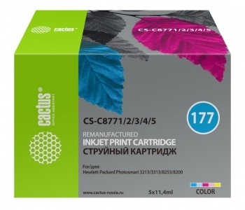 Картридж струйный Cactus CS-C8771/2/3/4/5 многоцветный для №177 HP PhotoSmart 3213/3313/8253 (11,4ml