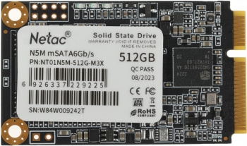  SSD mSATA Netac 512Gb N5M Series <NT01N5M-512G-M3X> Retail (SATA3, up to 540/490MBs, 3D T