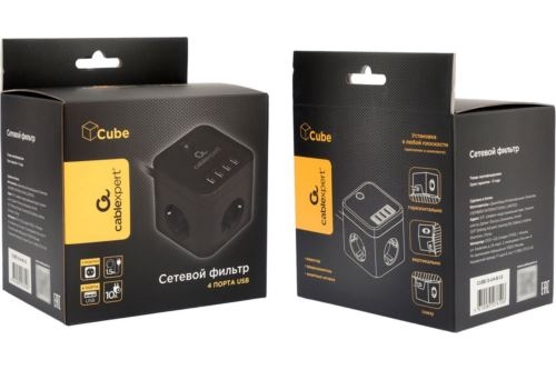   Cablexpert Cube CUBE-3-U4-B-1.5, 3, 10, 4USB, 1.5, . 4+, , 