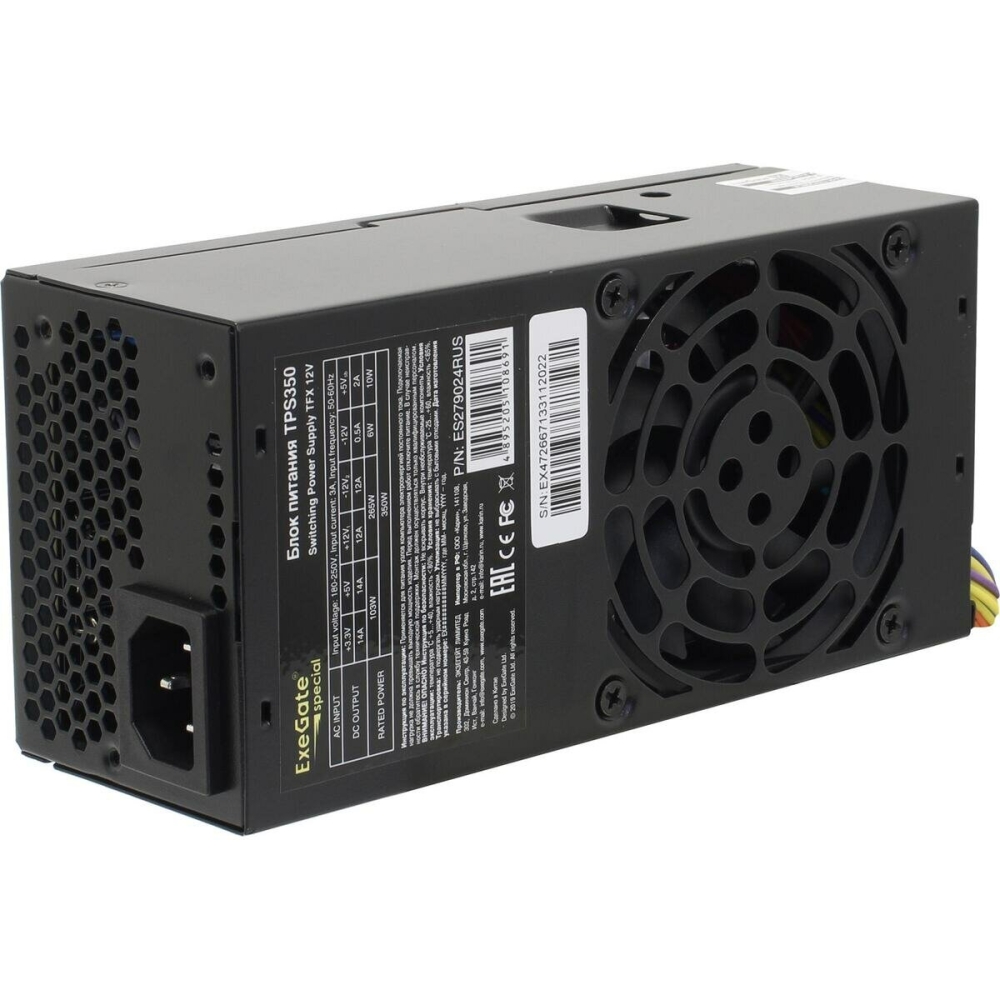   350W Exegate ES279024RUS Special TPS350, TFX, black, 8cm fan, 24p+4p, 2*SATA, 1*IDE, FD