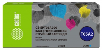 Картридж струйный Cactus CS-EPT05A200 голубой (215мл) для Epson WorkForce Pro WF-C878/C879