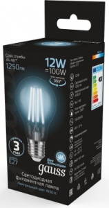  Gauss Filament 60 12W 1250lm 4100 27 LED 1/10/40