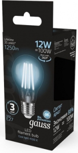  Gauss Filament 60 12W 1250lm 4100 27 LED 1/10/40